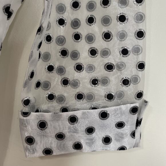 DRESSBARN COLLECTION 12 Collared Sparkly Blazer Rhinestone Clasp WHITE BLACK - Picture 10 of 16